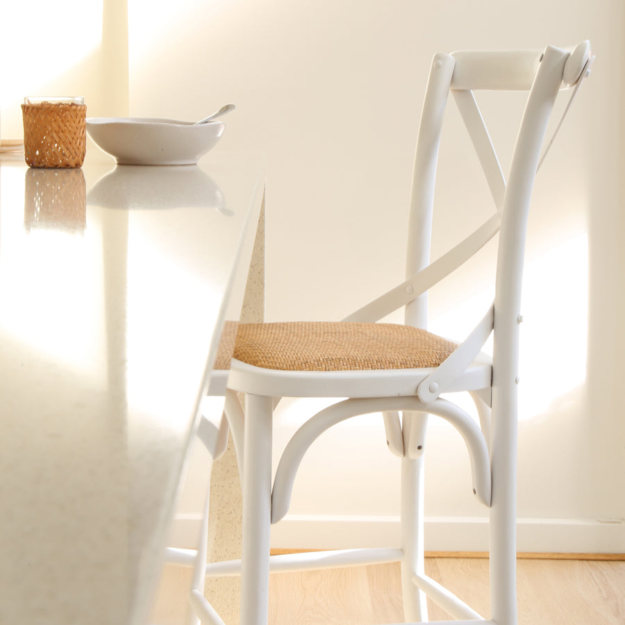 Cross Back Counter Stool White