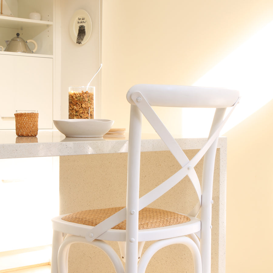 Cross Back Counter Stool White