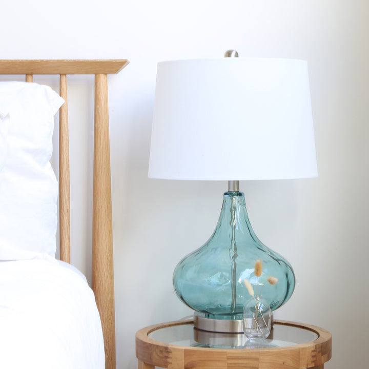 Dew Drop Glass Table Lamp Misty Aqua Blue