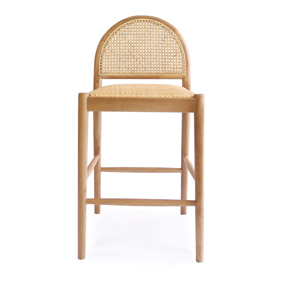 Bungalow Arched Rattan & Oak Counter Stool By Black Mango