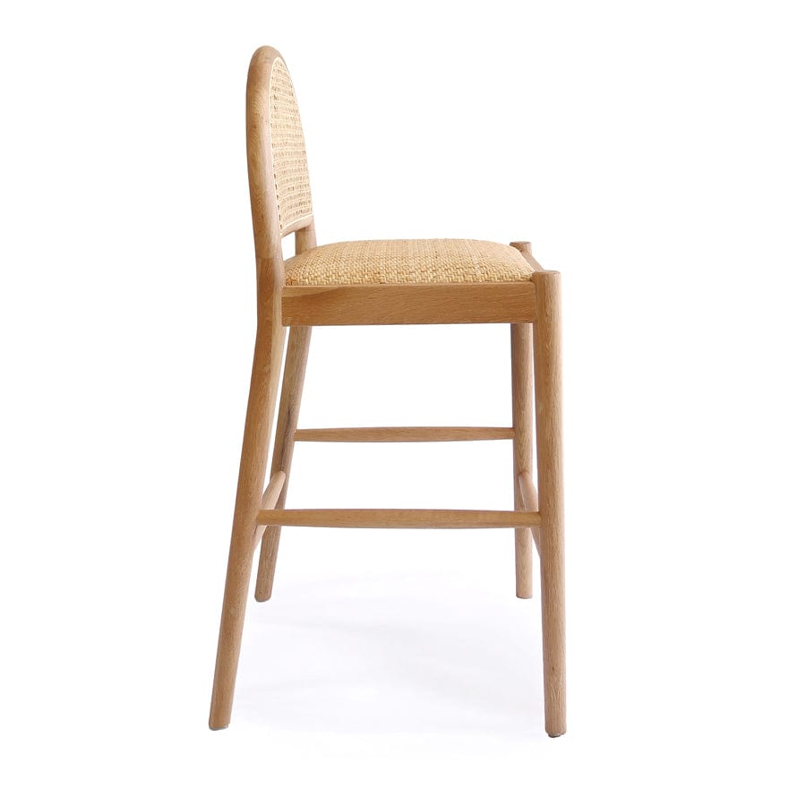 Bungalow Arched Rattan & Oak Counter Stool By Black Mango