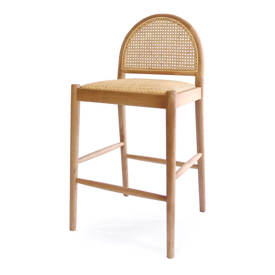 Bungalow Arched Rattan & Oak Counter Stool By Black Mango