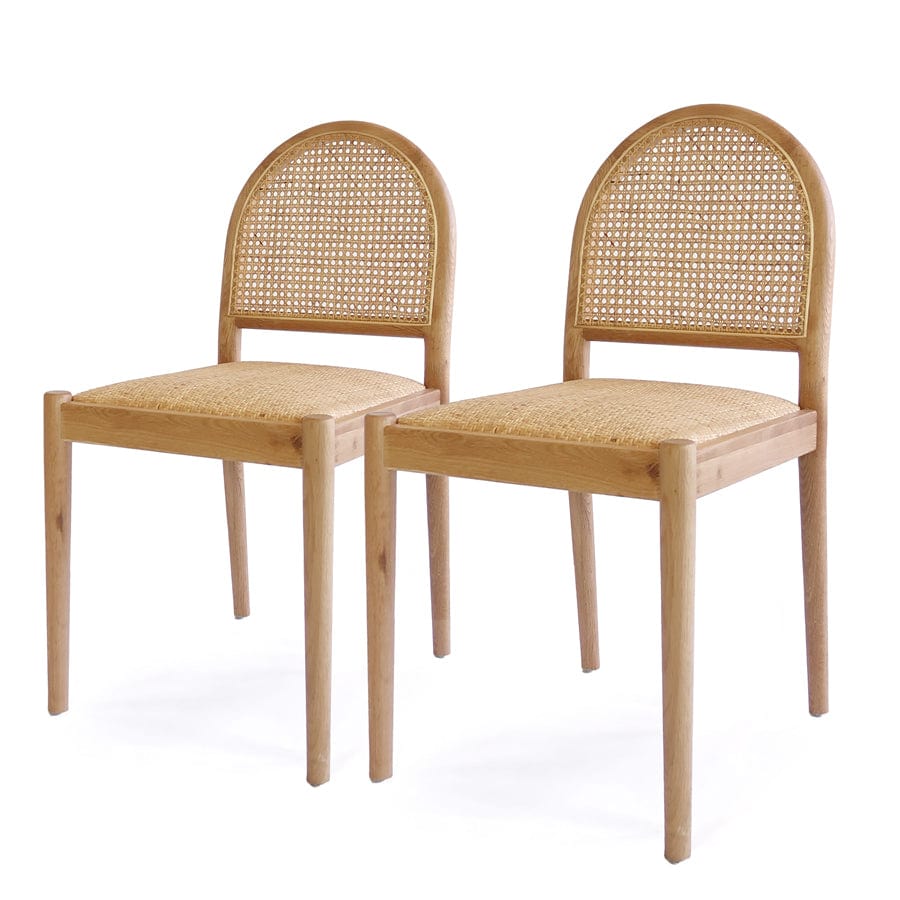 Bungalow Arched Rattan & Oak Dining Chair | Set of 2 By Black Mango