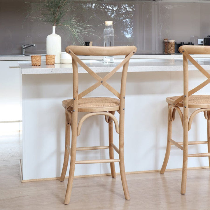 Cross Back Counter Stool Natural By Black Mango