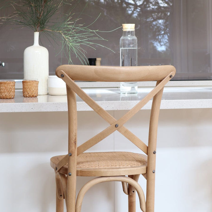 Cross Back Counter Stool Natural By Black Mango