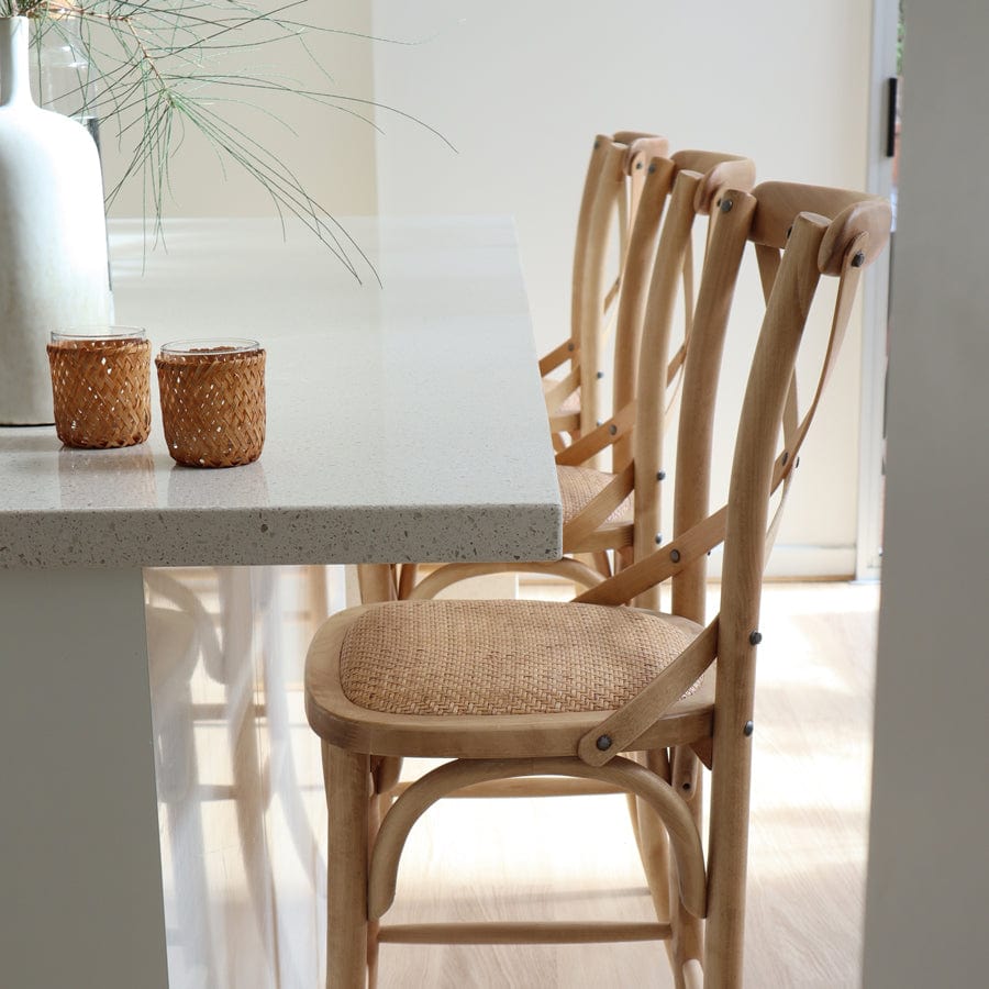 Cross Back Counter Stool Natural By Black Mango