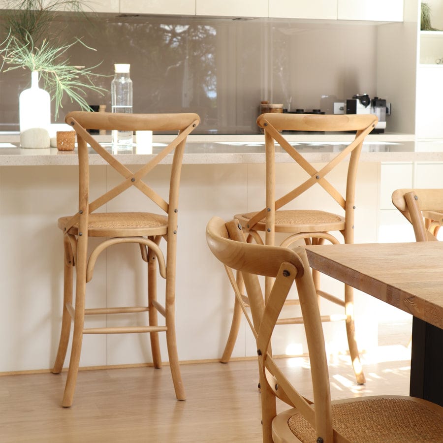 Cross Back Counter Stool Natural By Black Mango