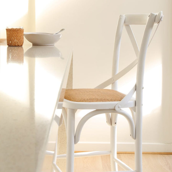 Cross Back Counter Stool White By Black Mango