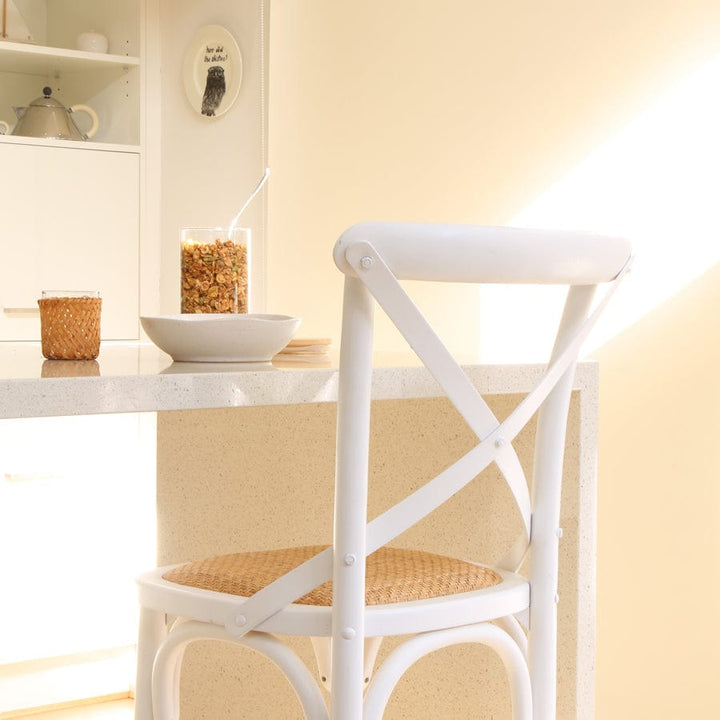 Cross Back Counter Stool White By Black Mango