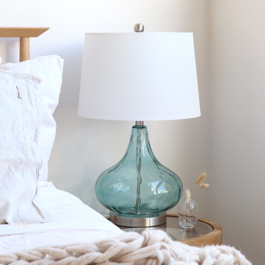 Dew Drop Glass Table Lamp Misty Aqua Blue By Black Mango