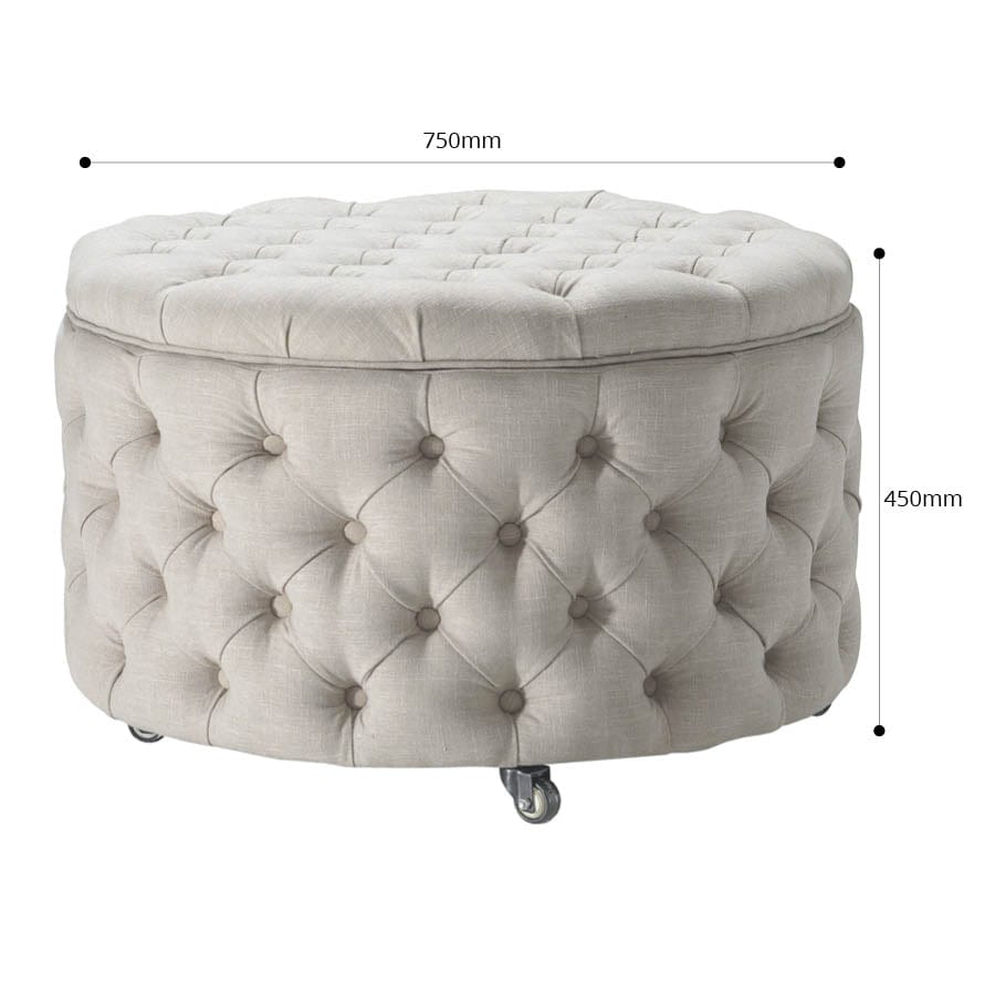 Emma Storage Ottoman Large 75cm Mushroom By Black Mango