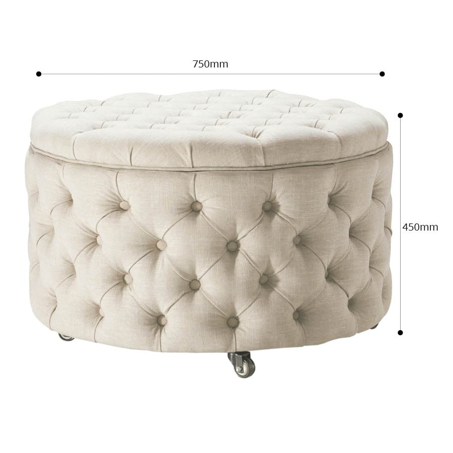 Emma Storage Ottoman Large 75cm Wheat By Black Mango