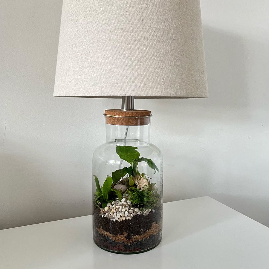 Fillable Jar Lamp With Oatmeal Shade Small 56cm By Black Mango