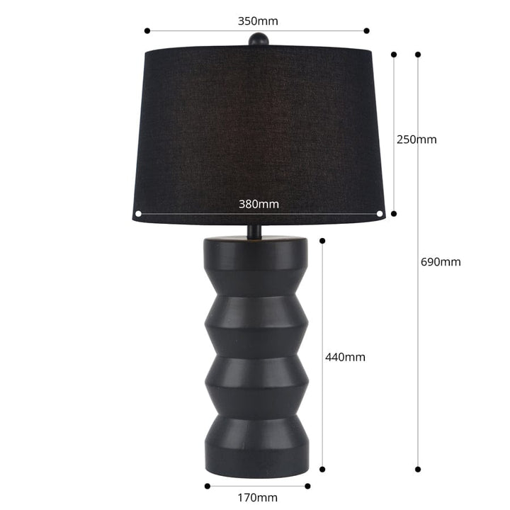 Frankie Black Ceramic Table Lamp By Black Mango