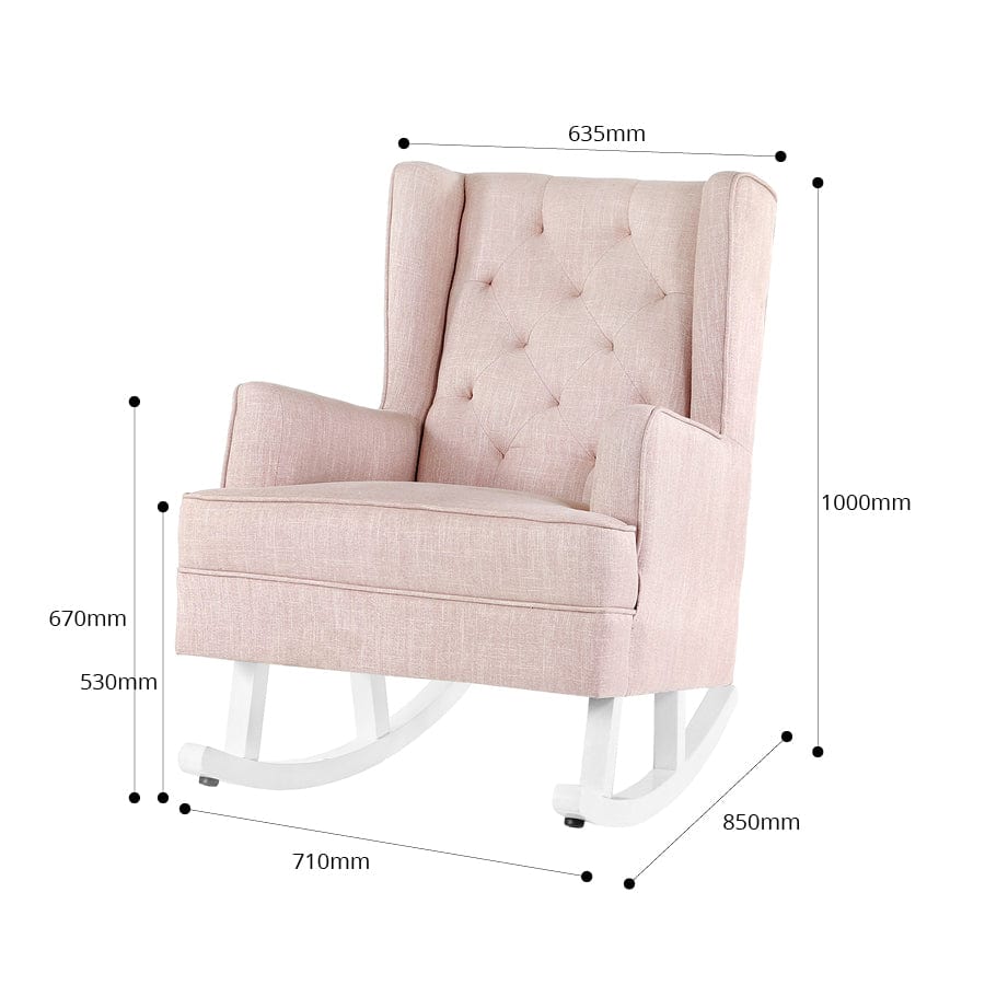 Isla Wingback Rocking Chair Dusty Pink White Legs | Black Mango – Black ...