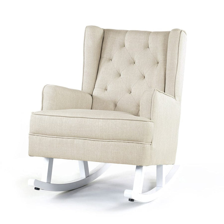 Isla Wingback Rocking Chair Wheat White Legs By Black Mango