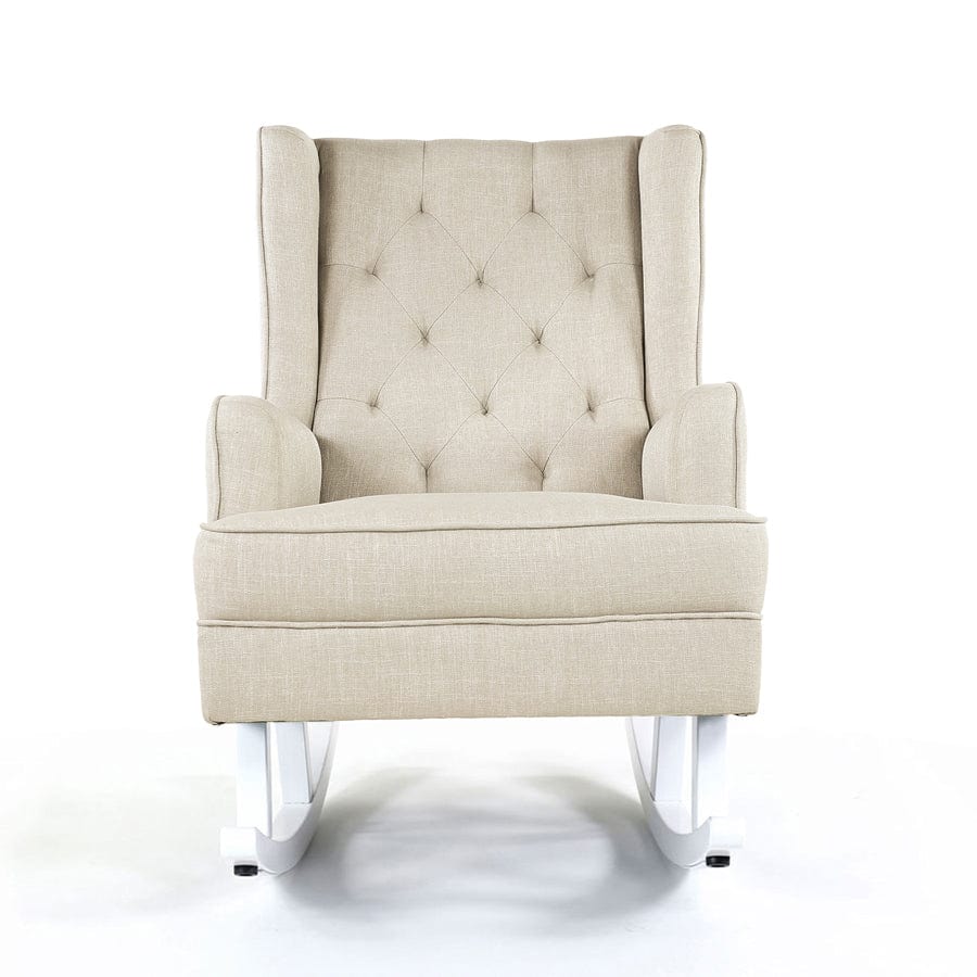 Isla Wingback Rocking Chair Wheat White Legs By Black Mango