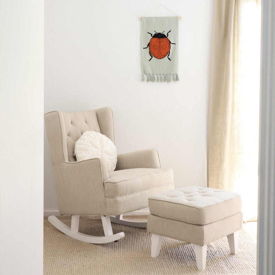 Isla Wingback Rocking Chair Wheat White Legs By Black Mango