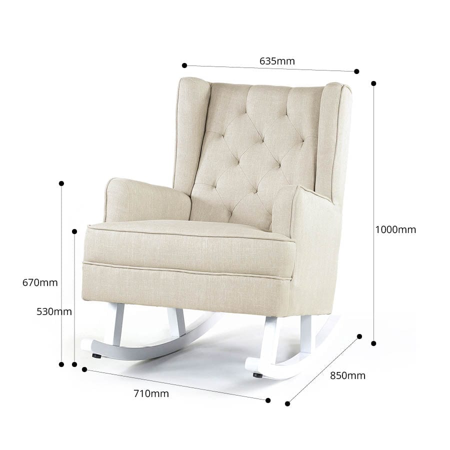 Isla Wingback Rocking Chair Wheat White Legs By Black Mango