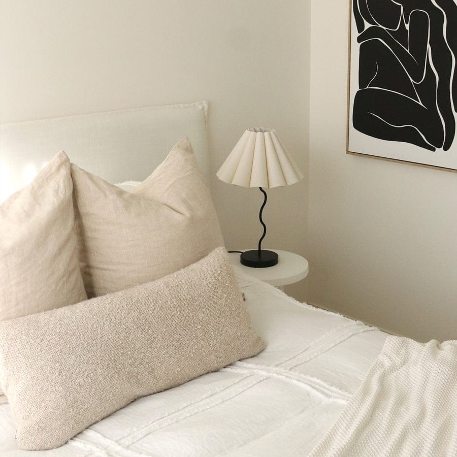 Juno Bedhead with Slipcover Queen Size Linen White By Black Mango