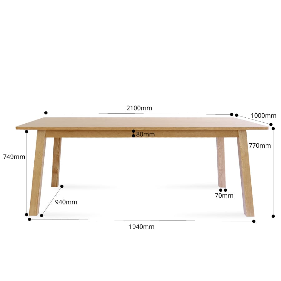 Mari Oak Dining Table 210cm By Black Mango