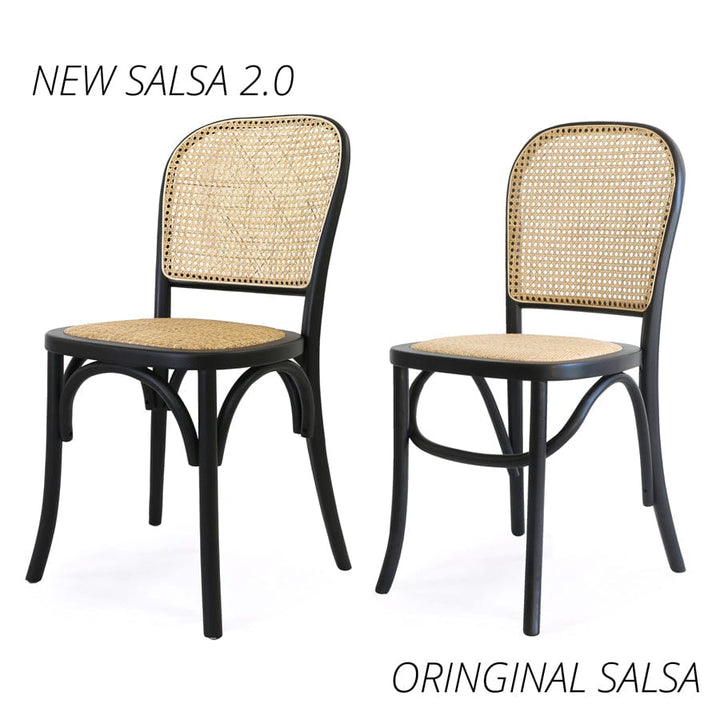 Salsa 2.0 Rattan & Bentwood Dining Chair Black | Set of 2 By Black Mango