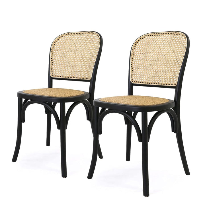 Salsa 2.0 Rattan & Bentwood Dining Chair Black | Set of 2 By Black Mango