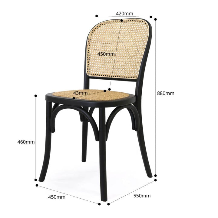 Salsa 2.0 Rattan & Bentwood Dining Chair Black | Set of 2 By Black Mango