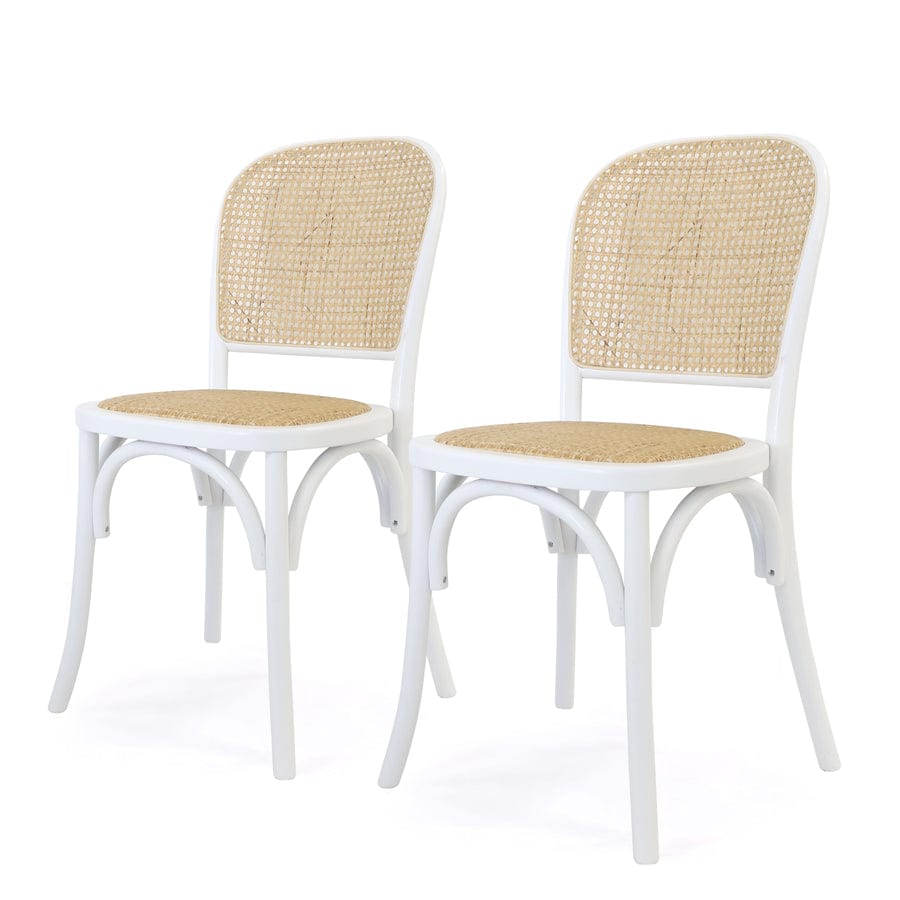 Salsa 2.0 Rattan & Bentwood Dining Chair White | Set of 2 By Black Mango