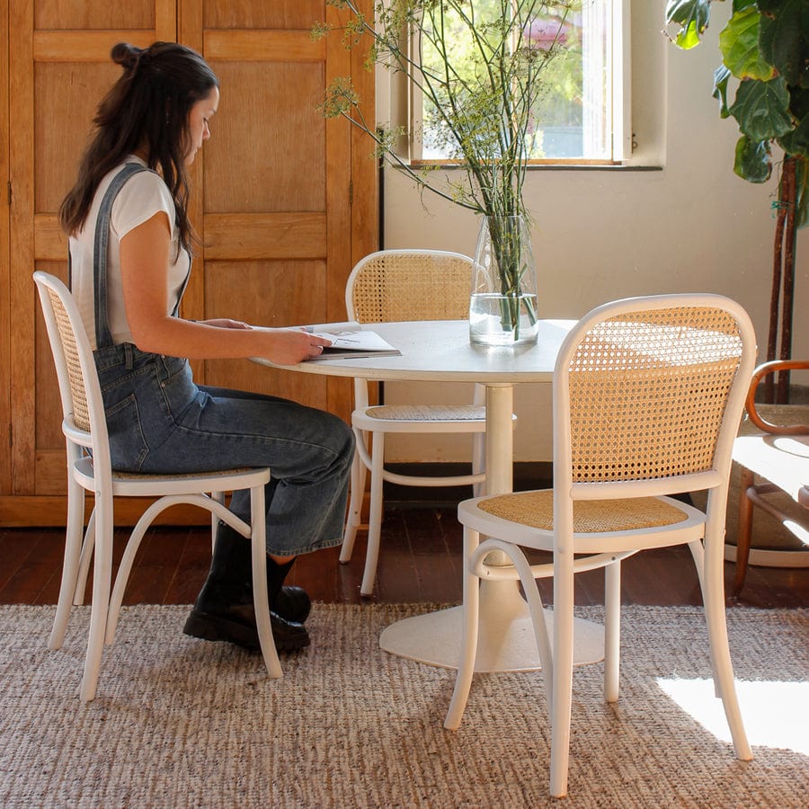 Salsa Rattan And Bentwood Dining Chair Stool White Black Mango Black Mango Interiors 3071