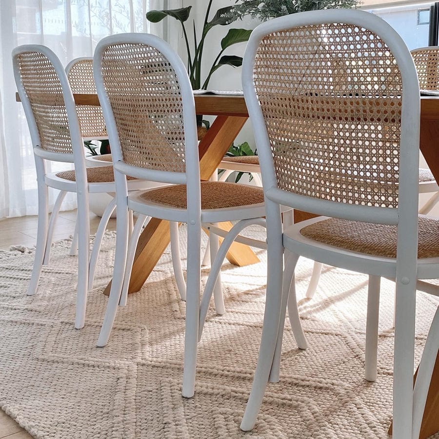 White cane dining deals chairs