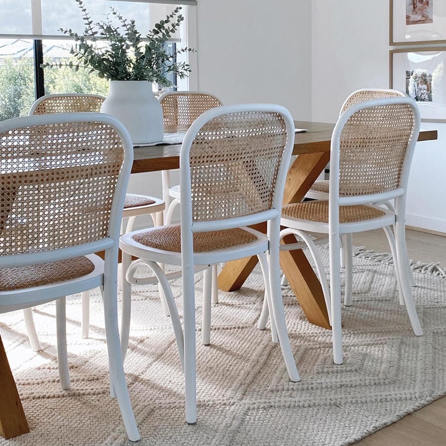 White rattan 2025 dining set