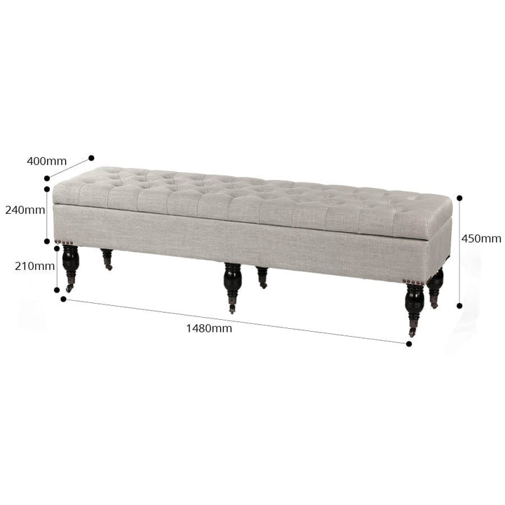 Sophie Storage Dressing Bench 148cm Mushroom By Black Mango