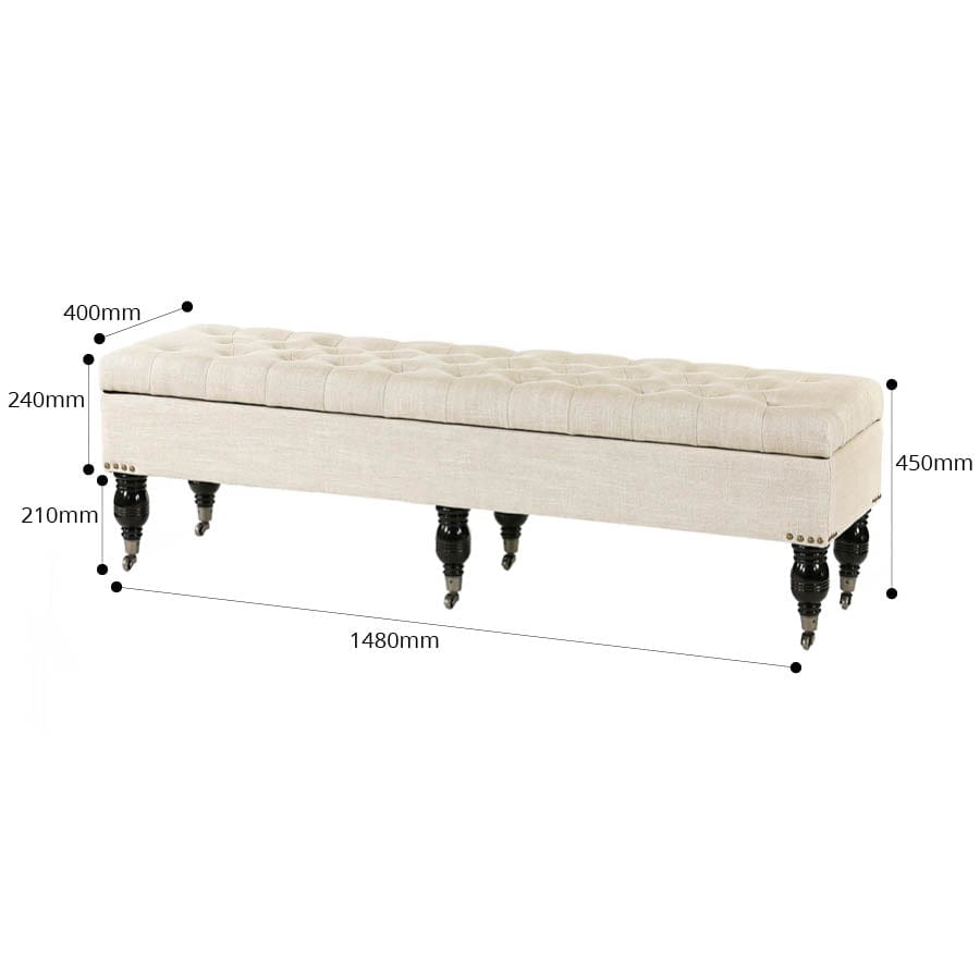 Sophie Storage Dressing Bench 148cm Wheat By Black Mango