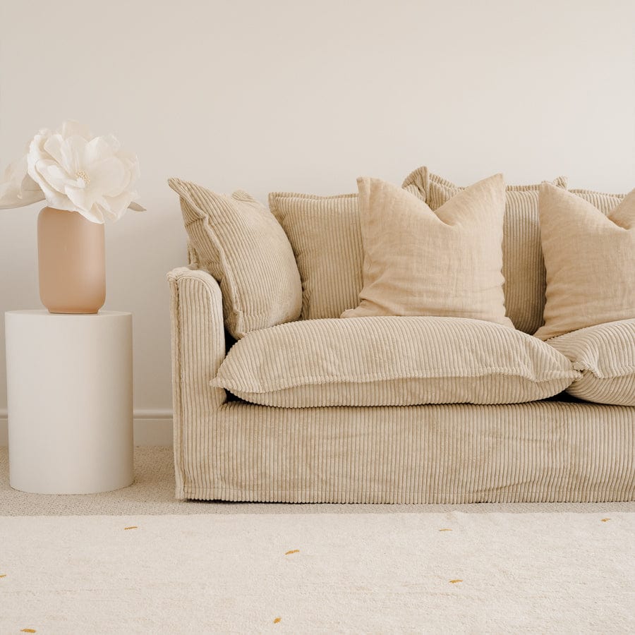 The Cloud 3 Seater Sofa with Almond Corduroy Slipcover By Black Mango