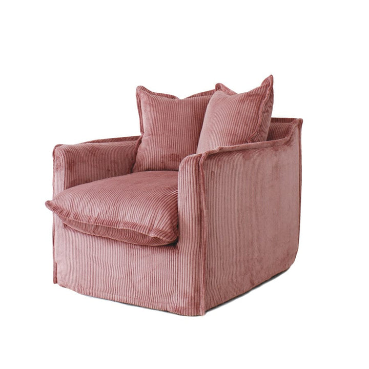 The Cloud Single Seater with Blush Corduroy Slipcover By Black Mango