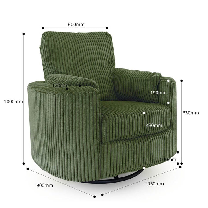 The Hug Swivel Recliner Chair Sage By Black Mango